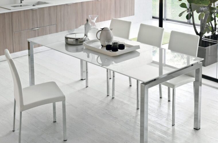 tavolo vetro bianco allungabile cucina